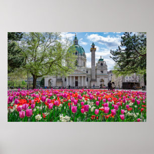 Karlskirche im Frühjahr in Wien, Österreich Poster
