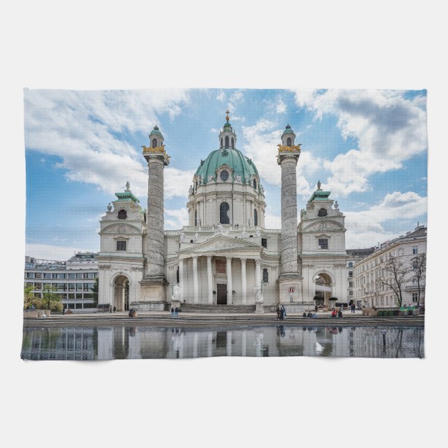 Karlskirche in Wien, Österreich Geschirrtuch (Horizontal)