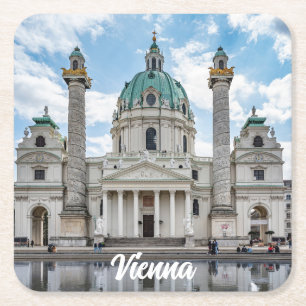 Karlskirche in Wien, Österreich Rechteckiger Pappuntersetzer