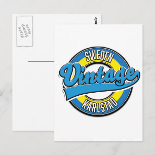 Karlstad Schweden Vintage Style Logo. Postkarte