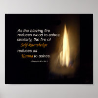 Karma Blazing Fire Self-Knowledge Zitat Plaque