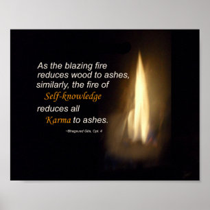 Karma Blazing Fire Self-Knowledge Zitat Plaque Poster