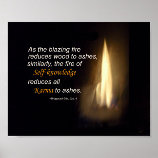 Karma Blazing Fire Self-Knowledge Zitat Plaque Poster