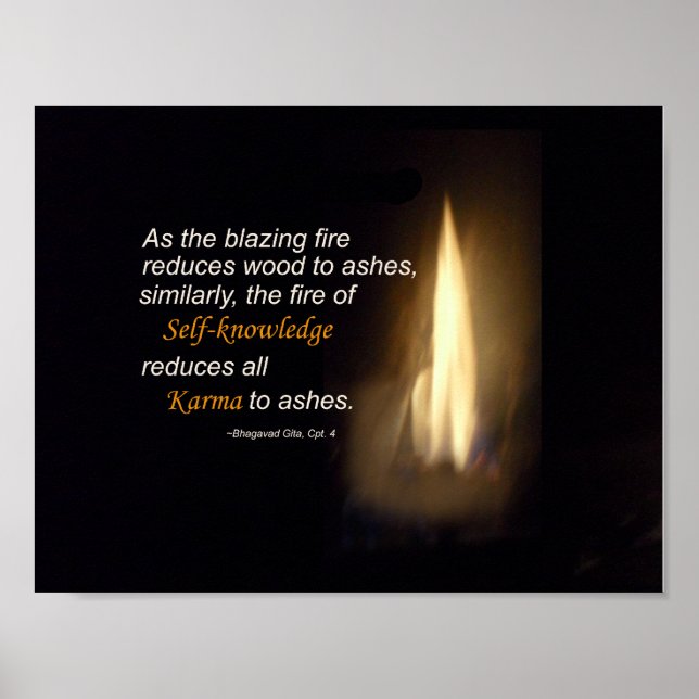 Karma Blazing Fire Self-Knowledge Zitat Poster (Vorne)