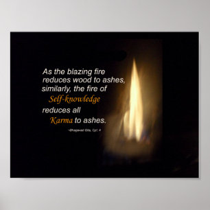 Karma-glühendes Feuer-Selbsterkenntnis-Zitat Poster