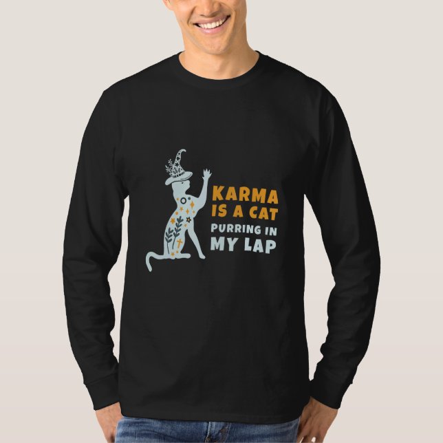 Karma Is Cat Purring On Lap Cute Black Kitten Men  T-Shirt (Vorderseite)