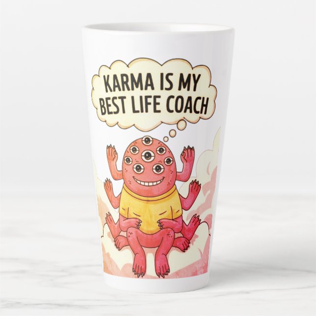 Karma ist mein bester Lebensberater Milchtasse (Vorderseite)