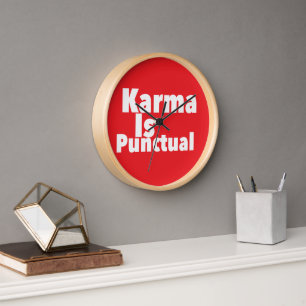 Karma ist pünktliche Druckneuheit: Sprichwort, Spa Uhr