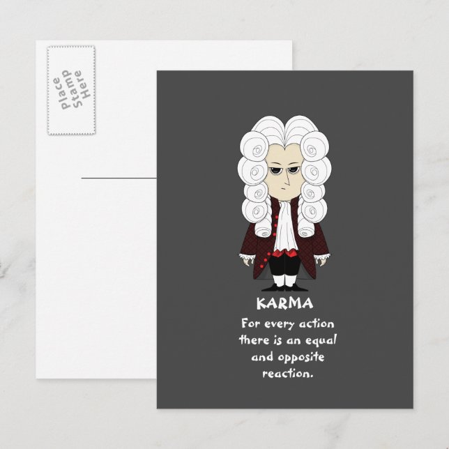 Karma & Newton's 3rd Law (Dark Background) Postcar Postkarte (Vorne/Hinten)
