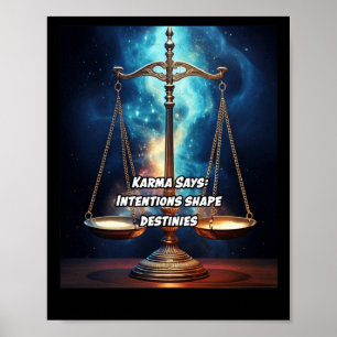Karma sagt Absichten Gestalt Schicksal. Aufkleber Poster