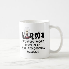 Karma u. Newtons 3. Law-V2 (heller Hintergrund) Kaffeetasse