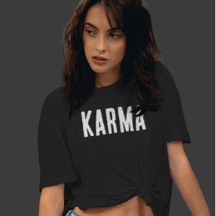 Karma White Text T - Shirt