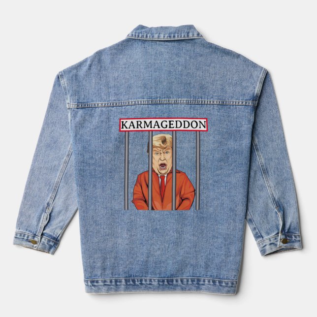 KARMAGEDDON: Trump im Gefängnis Orange Jumpsuit Fu Jeansjacke (Rückseite)