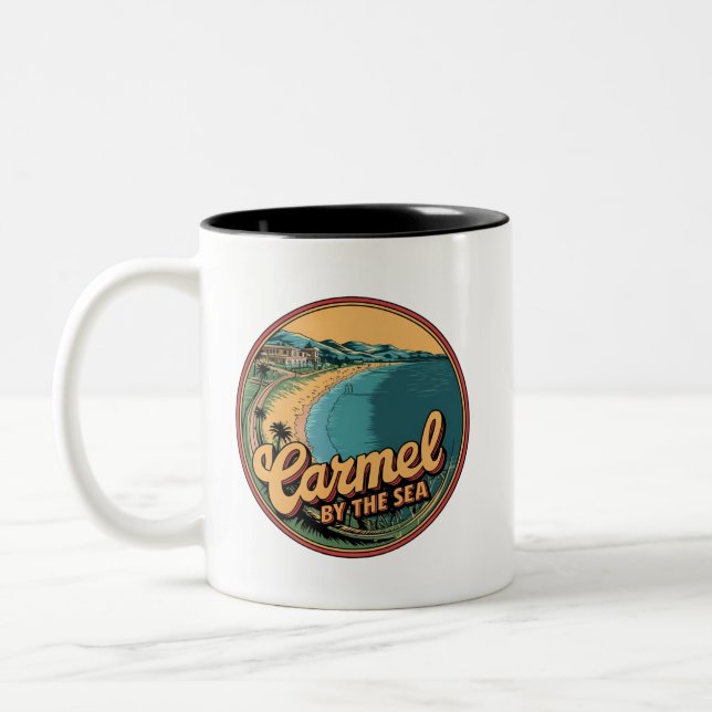 Karmel am Meeresstrand California Pazifikküste g Zweifarbige Tasse (Links)