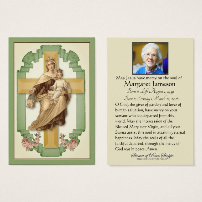 Karmel Jesus Beerdigung Gedenkkarte (Vorne & Hinten)