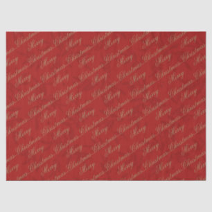 Karmesinrot "Frohe Weihnachten" Goldschrift  Seidenpapier