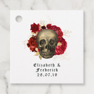 Karmesinrot und Gold gotische Hochzeit Geschenkanhänger