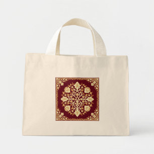 Karmesinrote Arabesken-Blumen-Tasche Mini Stoffbeutel