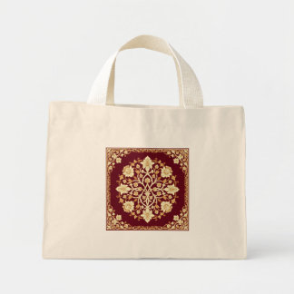 Karmesinrote Arabesken-Blumen-Tasche Mini Stoffbeutel