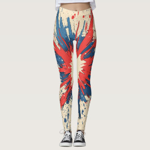 Karmesinrote Comic-Explosion-Geschwindigkeitslinie Leggings