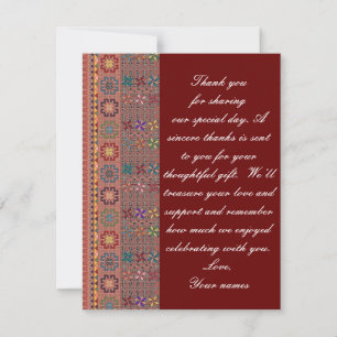 Karmesinrote Dankeskarten zur Hochzeit mit farbige Einladung