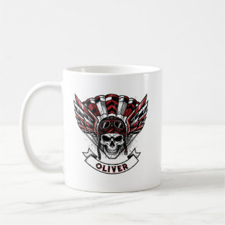 Karmesinrote Fallschirmjäger-Flügel & Totenkopf Kaffeetasse