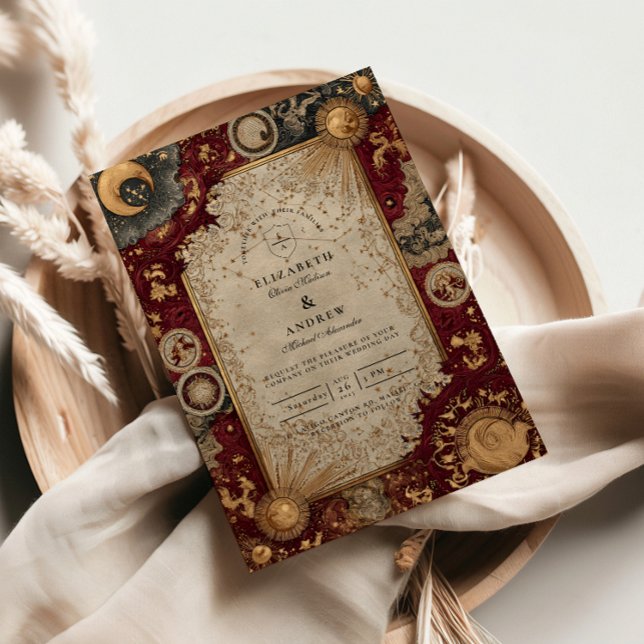 Karmesinrote Himmels-Barock-Hochzeit Einladung (Von Creator hochgeladen)