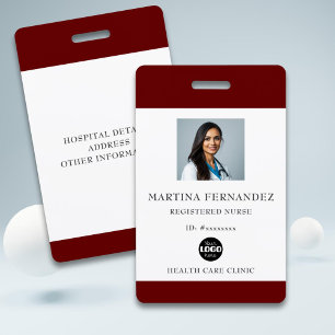 Karmesinrote registrierte Krankenschwester-Foto-ID Ausweis