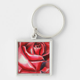 Karmesinrote Rosen Original-Aquarellkunst Schlüsselanhänger