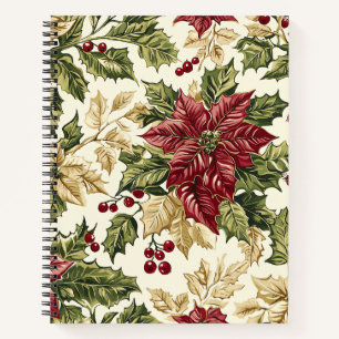 Karmesinroter Champagner-Weihnachtsstern-Stechpalm Notizbuch