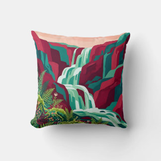 Karmesinroter & Jadegrüner Wasserfall-Wurfkissen Kissen