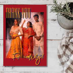 Karmesinrotes Diwali-Fest Familienfoto Dankeskarte