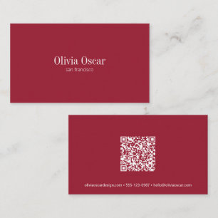Karmesinrotes minimalistisches QR-Creative-Profess Visitenkarte