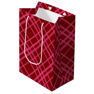 Karmesinrotes Pink Karo Gitter Karomuster Design Mittlere Geschenktüte