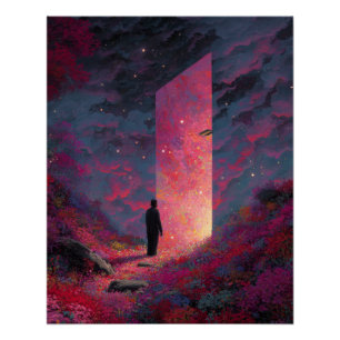 Karmesinrotes Portal Stargazer Surreal Fantasy Art Poster