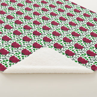 Karmesinrotes Tulpen-Blumenmuster | Elegantes Rot Sherpadecke