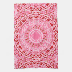 Karmesinrotes und Rosa Mandala-Muster Geschirrtuch