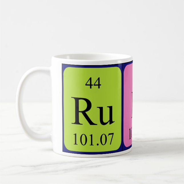 Karminrote Namen-Tasse der periodischen Tabelle Kaffeetasse (Links)