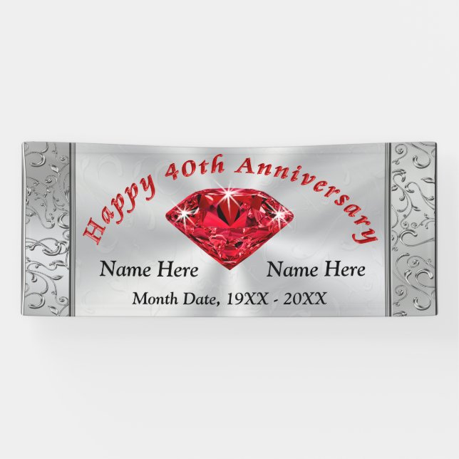 Karminrote personalisierte 40. banner (Horizontal)