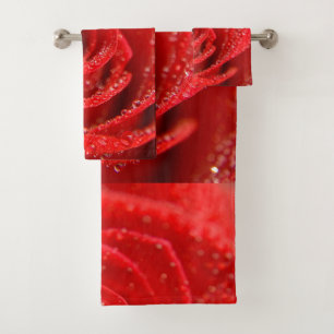 karminrote Rote Rose Badhandtuch Set