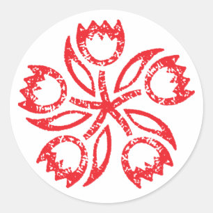 Karminrote rote Tulpepinwheel-Aufkleber Runder Aufkleber