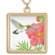 Karminrote Throated Kolibri-Halskette