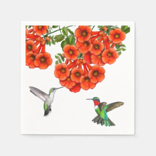 Karminrote Throated Kolibri-Paar-Servietten Serviette