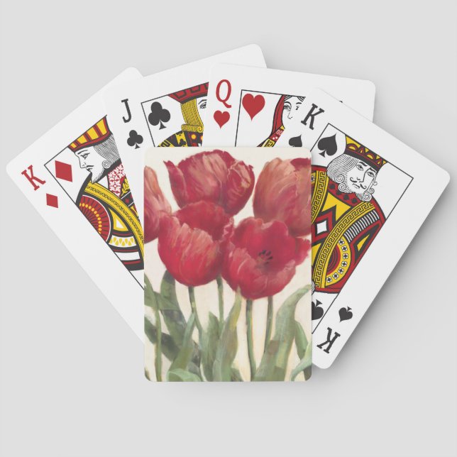 Karminrote Tulpen Spielkarten (Rückseite)