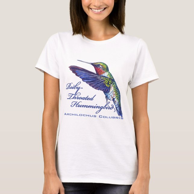 Karminroter Throated Kolibri-Latein T-Shirt (Vorderseite)