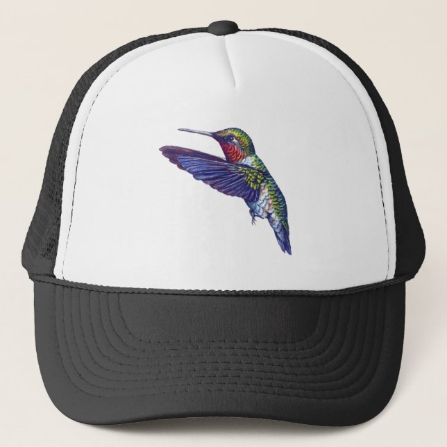 Karminroter Throated Kolibri Truckerkappe (Vorderseite)