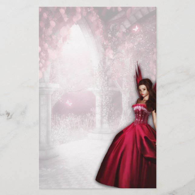 Karminrotes feenhaftes Briefpapier (Vorderseite)