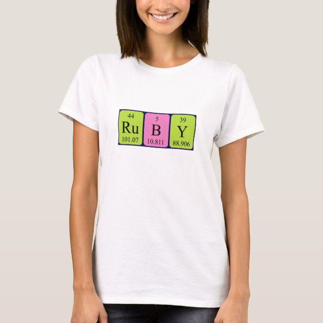 Karminrotes Namen-Shirt der periodischen Tabelle T-Shirt (Vorderseite)