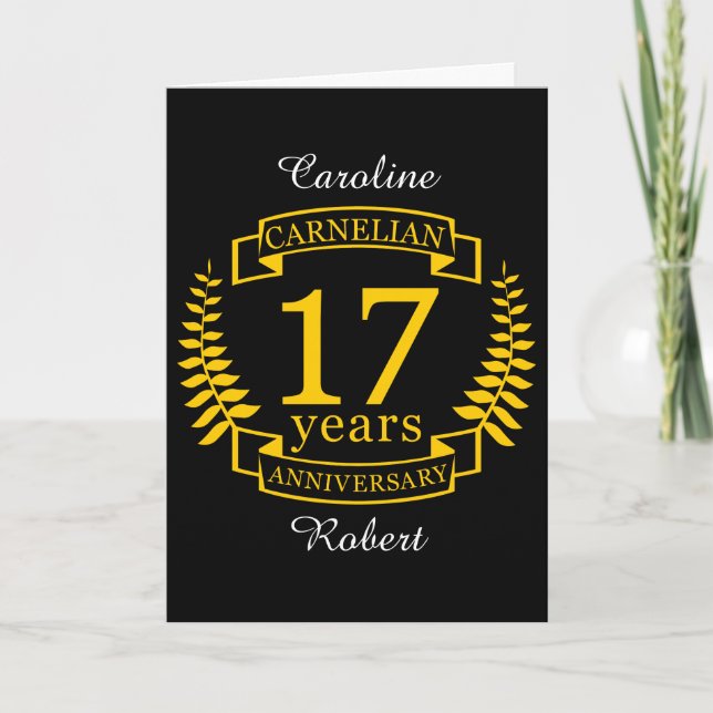 Karnelian Gemstone Hochzeitstag 17 Jahre Karte (Vorderseite)