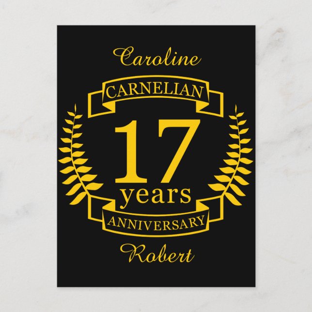 Karnelian Gemstone Hochzeitstag 17 Jahre Postkarte (Vorderseite)